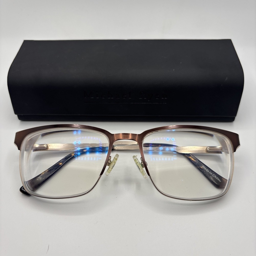 Michael Ryen MR-322 C3 Eyeglasses Men's Brown Metal Full Rim 55-18-145mm w/case